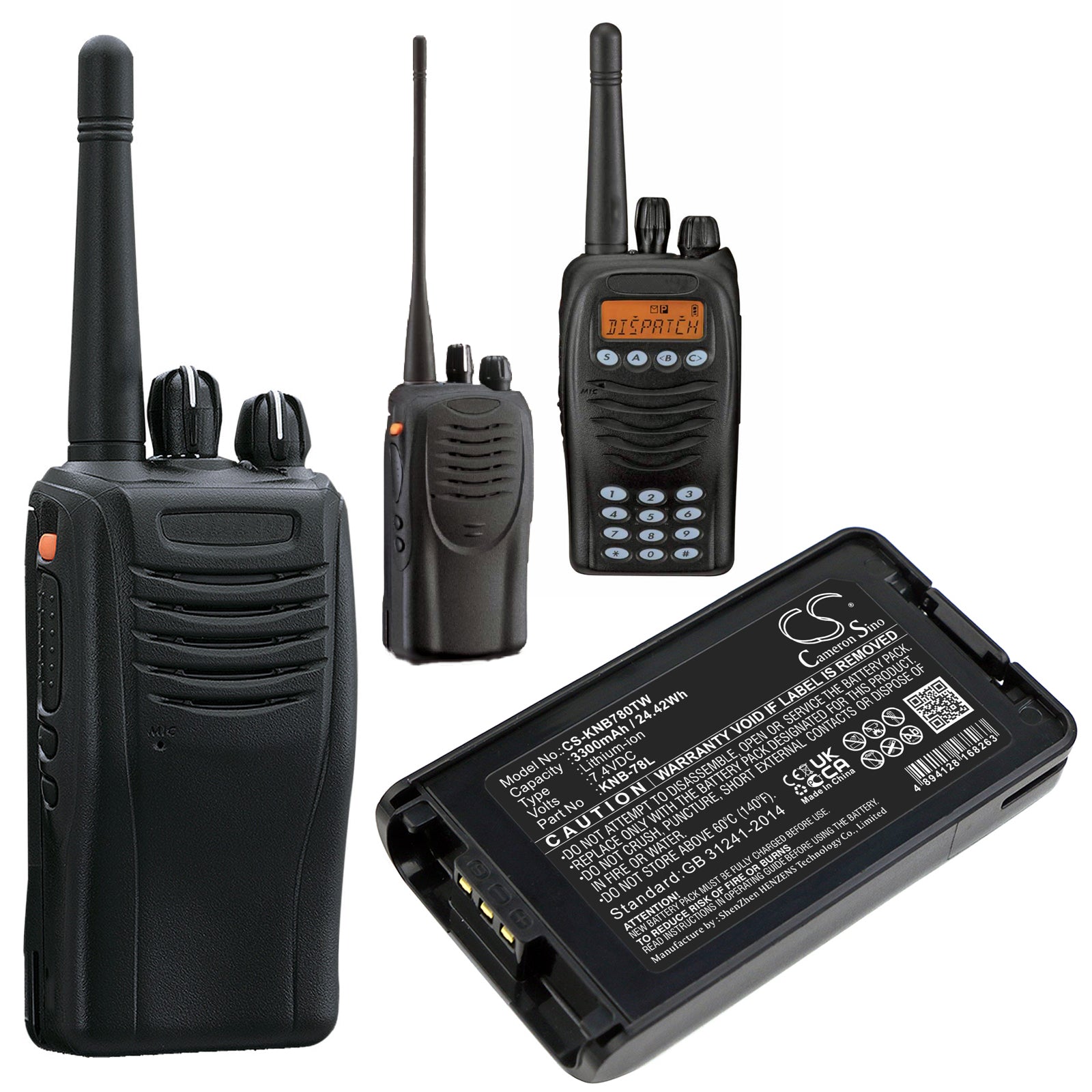 Li-ion Battery fits Kenwood, Nx-220, Nx-320, Nx3200 7.4V, 3300mAh Two-Way Radio Cameron Sino Technology Limited