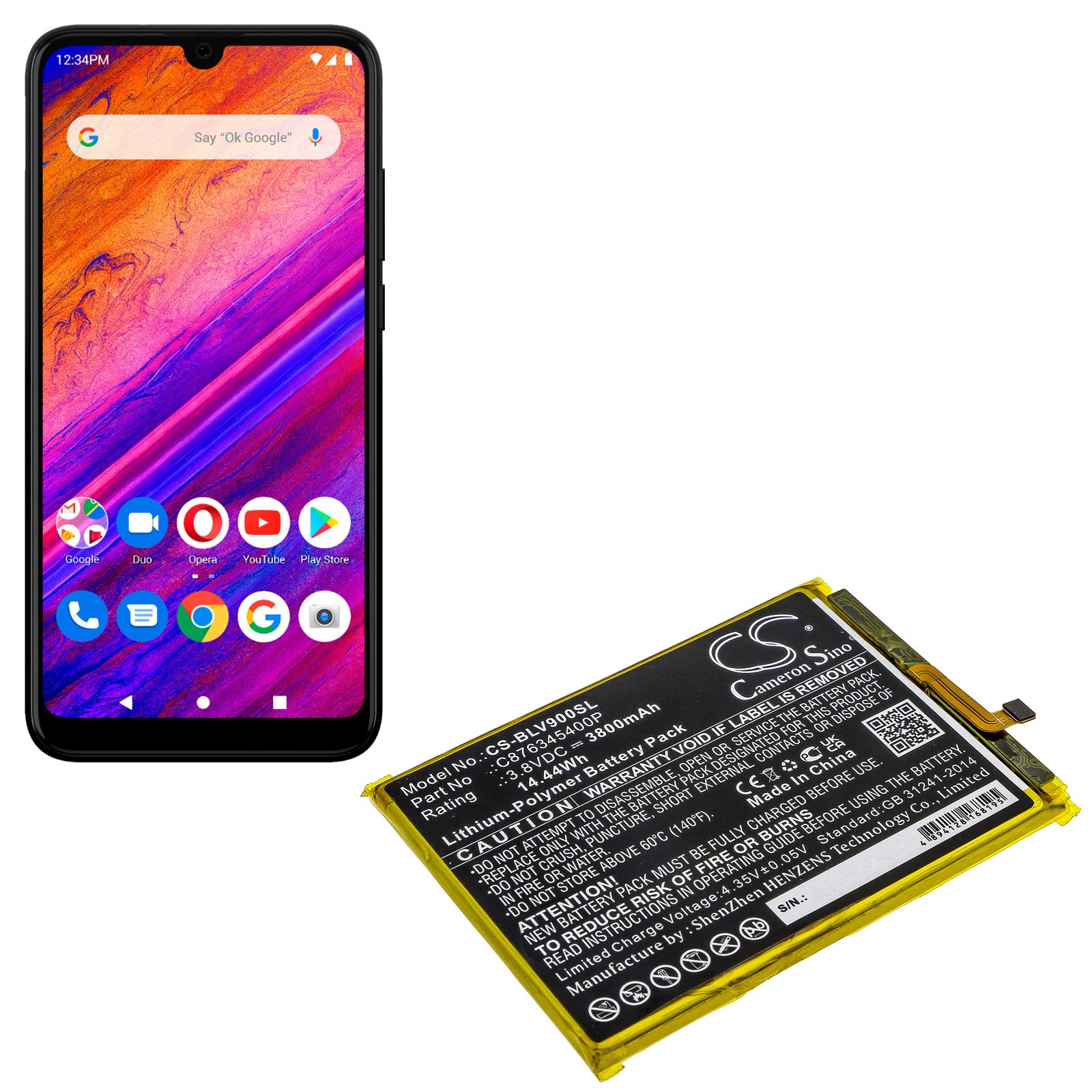 Li-Polymer Battery fits Blu, G8 G0170, V0450uu, V9 3.8V, 3800mAh Mobile & SmartPhone Cameron Sino Technology Limited