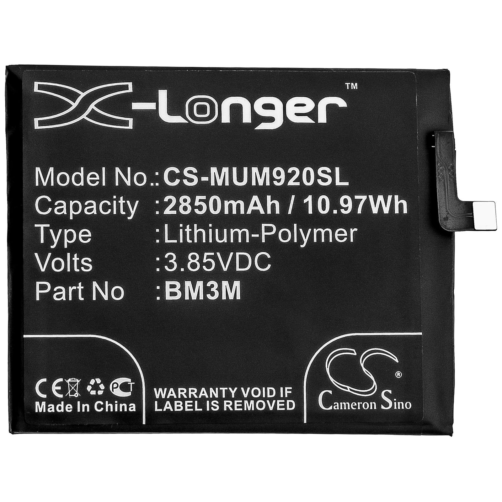 Li-Polymer Battery fits Xiaomi, Mix Alpha 3.85V, 3950mAh Mobile & SmartPhone Cameron Sino Technology Limited