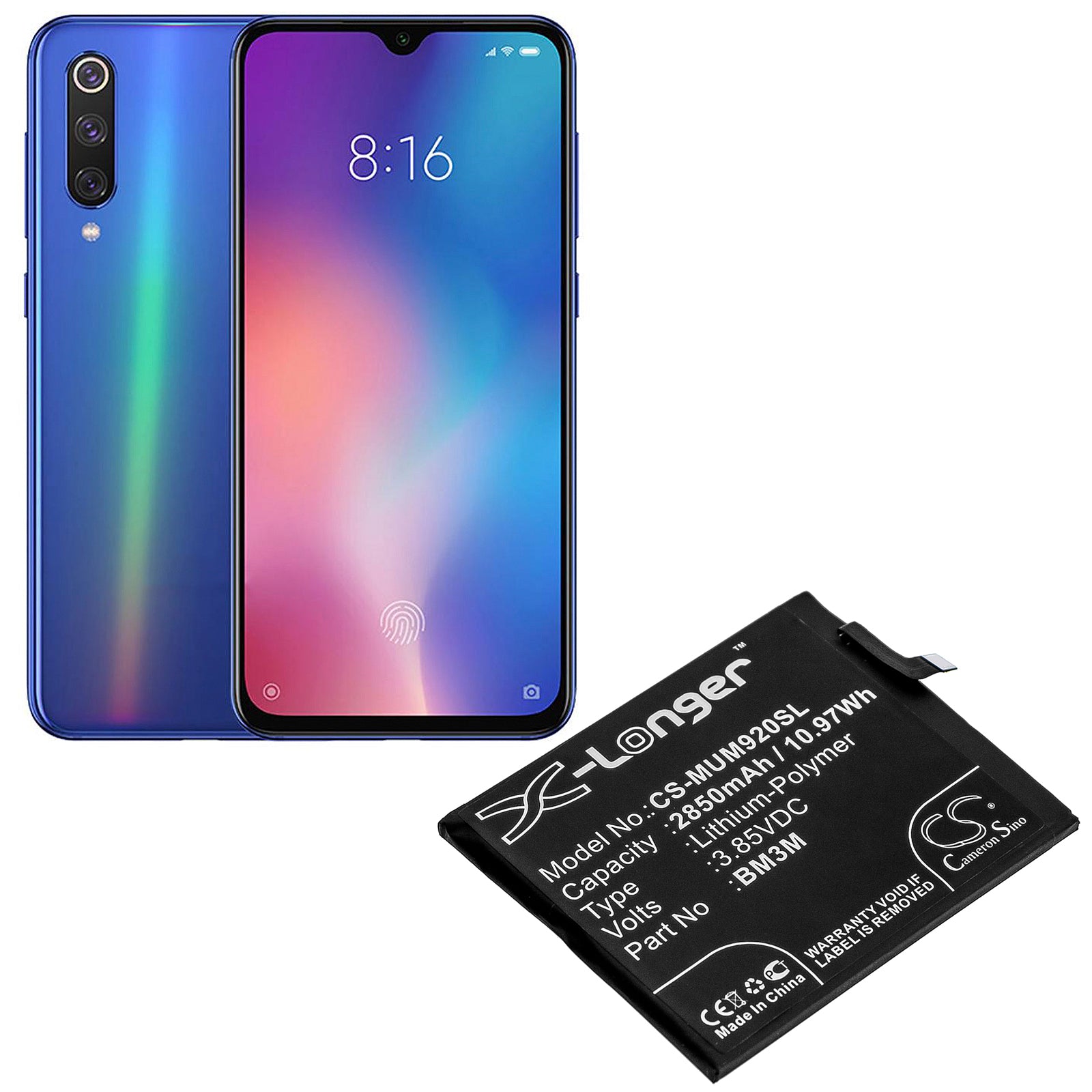 Li-Polymer Battery fits Xiaomi, Mix Alpha 3.85V, 3950mAh Mobile & SmartPhone Cameron Sino Technology Limited