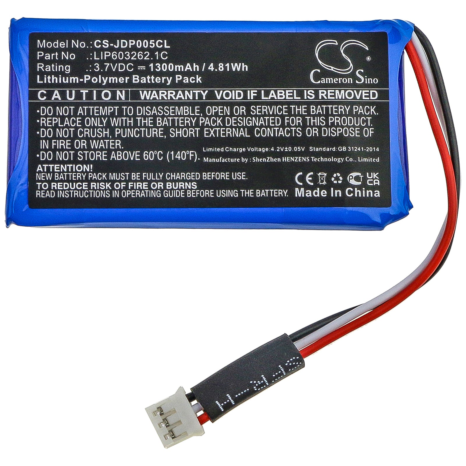 Li-Polymer Battery fits Jablocom, Gdp-04i 3.7V, 1300mAh Cordless Phone Cameron Sino Technology Limited