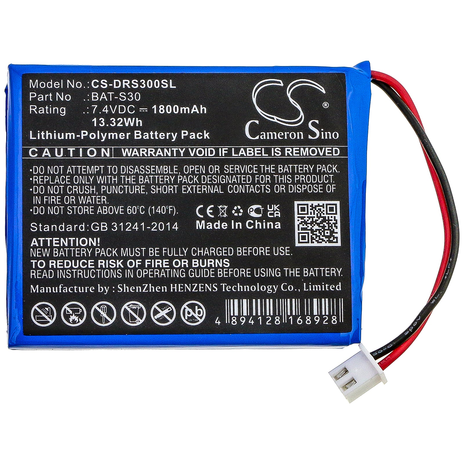 Li-Polymer Battery fits Deviser, S30 7.4V, 1800mAh Equipment & Survey & Test Cameron Sino Technology Limited