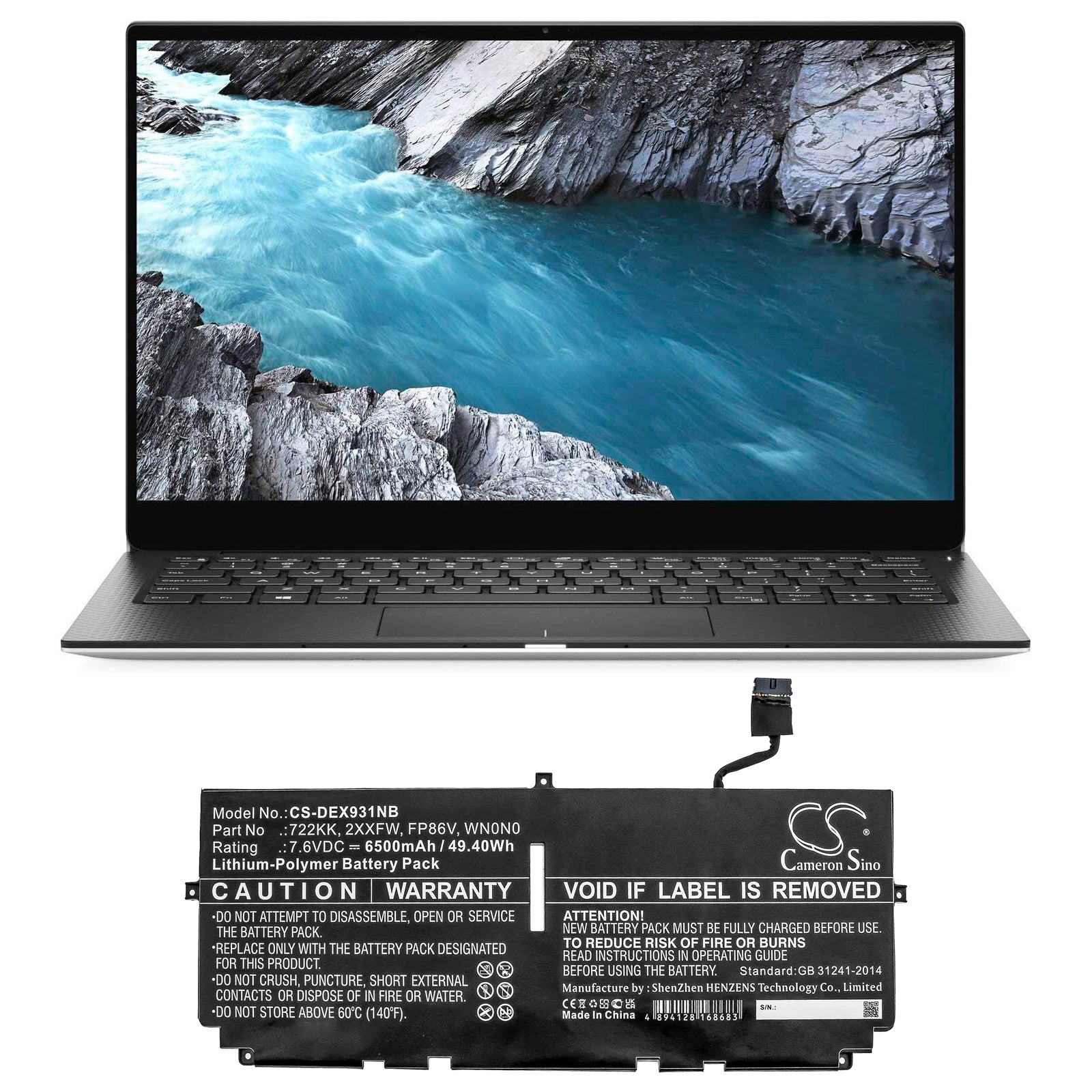 Li-Polymer Battery fits Dell, Xps 13 9300, Xps 13 9300 2020, Xps 13 9300 I5 Fhd 7.6V, 6500mAh Notebook & Laptop Cameron Sino Technology Limited