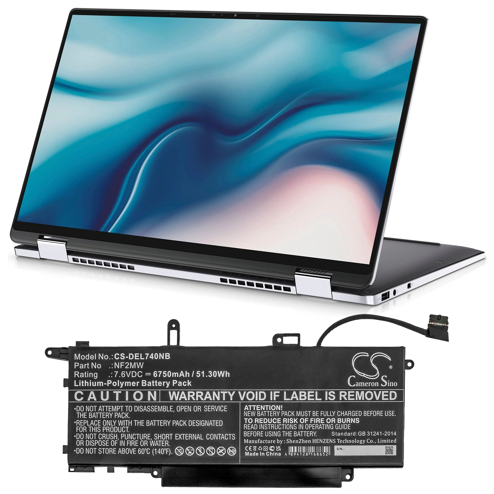 Li-Polymer Battery fits Dell, Latitude 7310 2-in-1, Latitude 7400 2-in-1, Latitude 7410 2-in-1 7.6V, 6750mAh Notebook & Laptop Cameron Sino Technology Limited