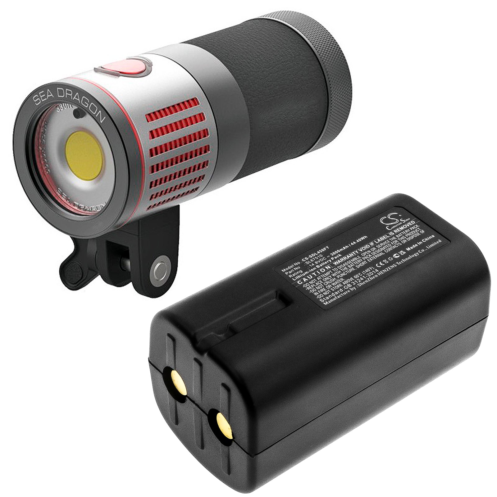 Li-ion Battery fits Sealife, Sea Dragon 4500 14.8V, 3000mAh Flashlight Cameron Sino Technology Limited
