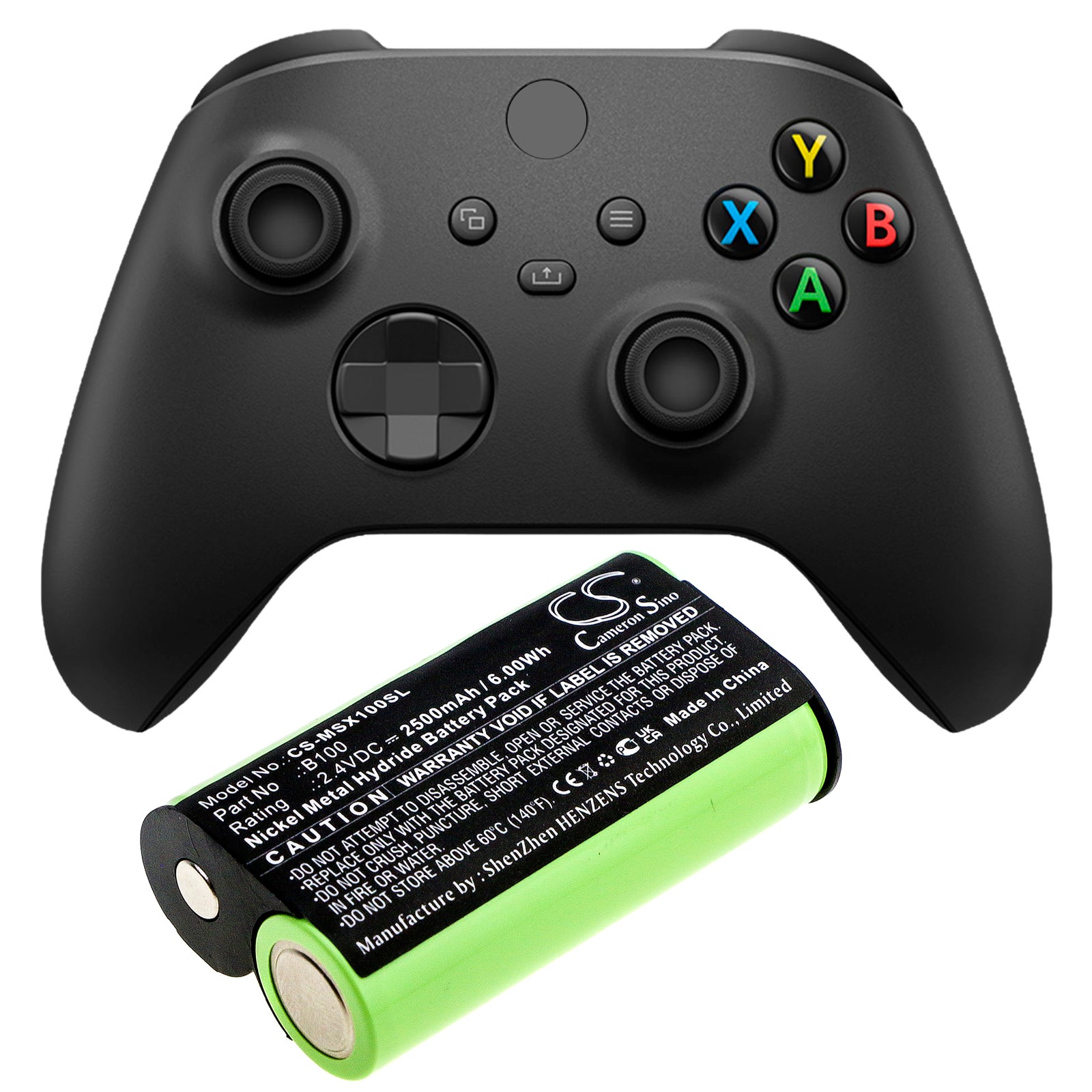 Ni-MH Battery fits Microsoft, Xbox One Elite Wireless Contro, Xbox One S Wireless Controller 2.4V, 2500mAh Game Console Cameron Sino Technology Limited