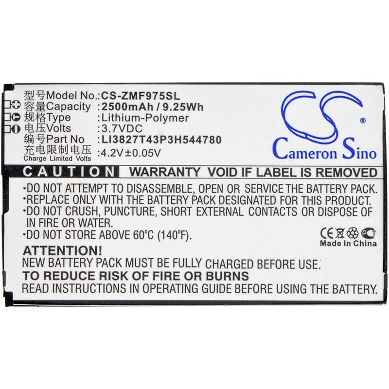 Li-Polymer Battery fits Softbank, Pocket Wifi 303zt, Zte, 303zt 3.7V, 2500mAh Hotspot Cameron Sino Technology Limited