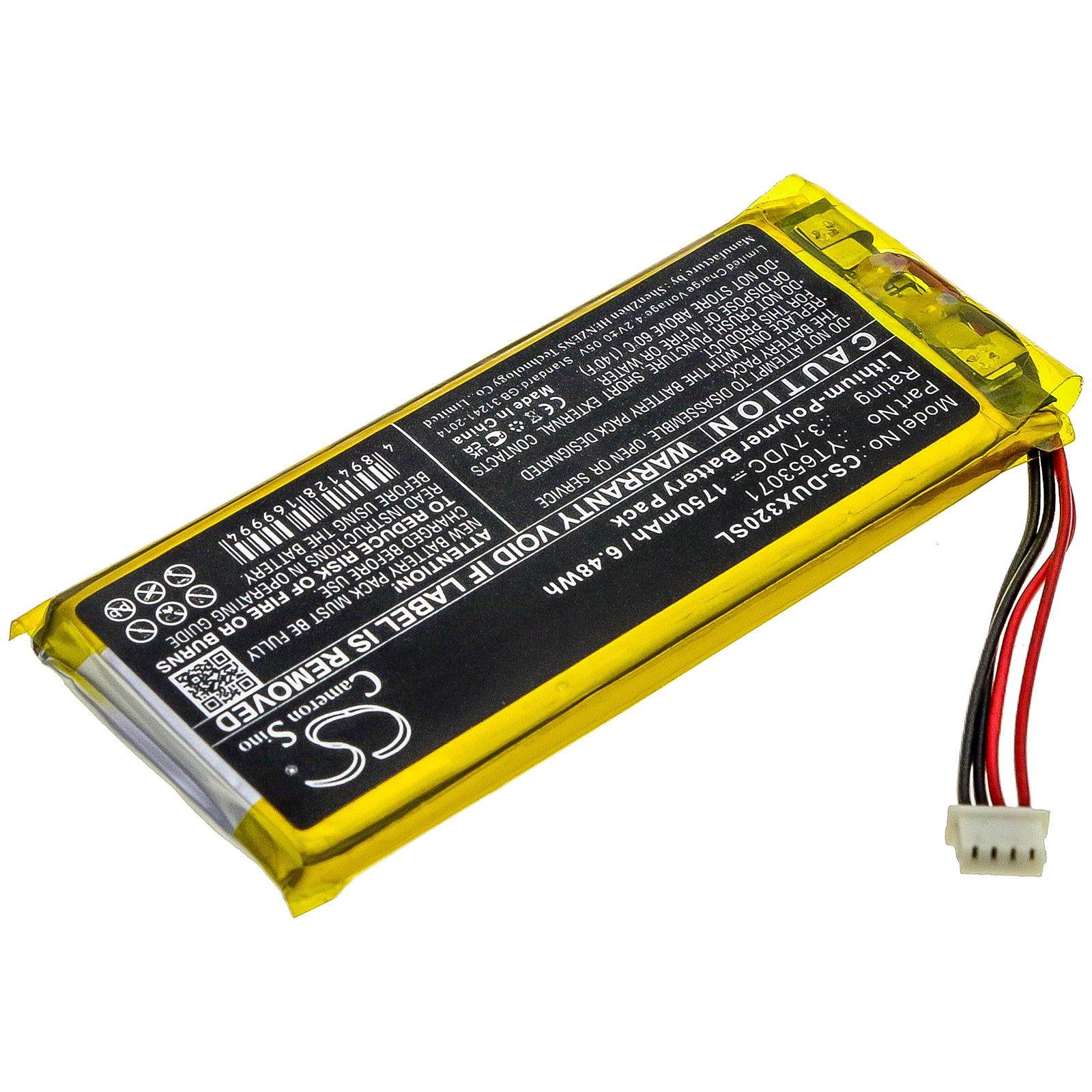 Li-Polymer Battery fits Xduoo, X3 Mark Ii 3.7V, 1750mAh Media Player Cameron Sino Technology Limited