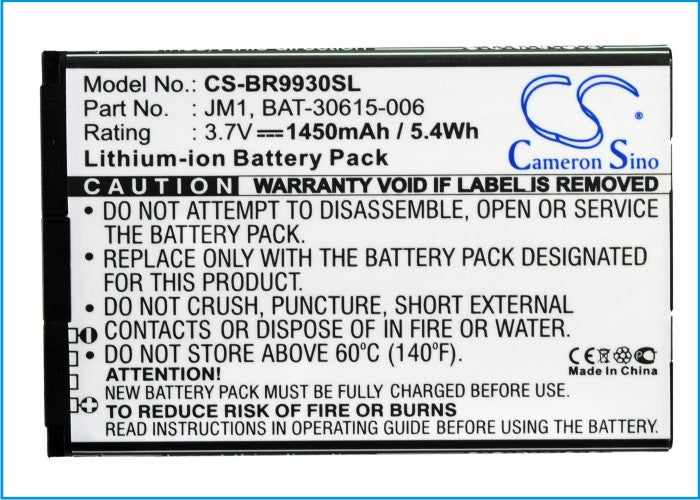 Li-Polymer Battery fits Blackberry, Bold 9900, Bold 9930, Bold Touch 9900 3.7V, 1450mAh Communications Cameron Sino Technology Limited