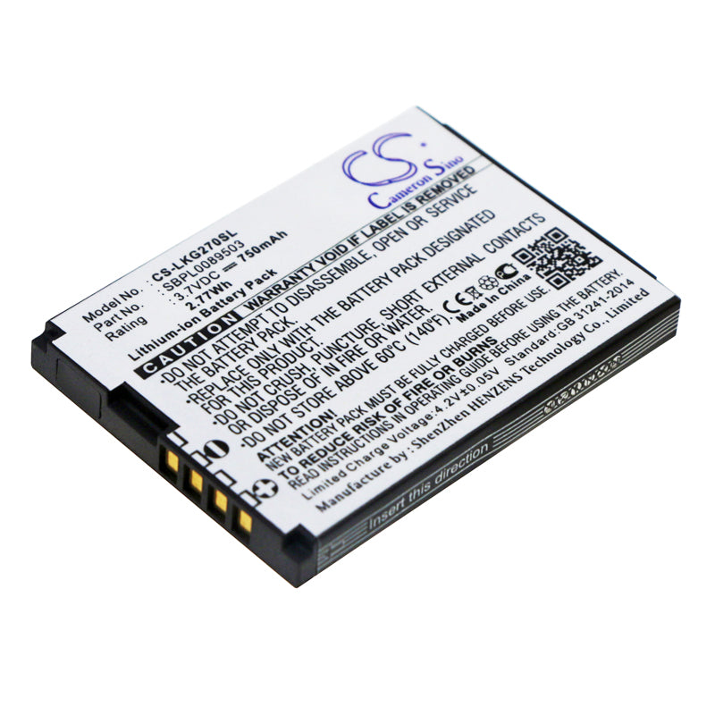 Li-Polymer Battery fits Lg, Kg270, Kg275, Kg278 3.7V, 750mAh Communications Cameron Sino Technology Limited (Suspended)