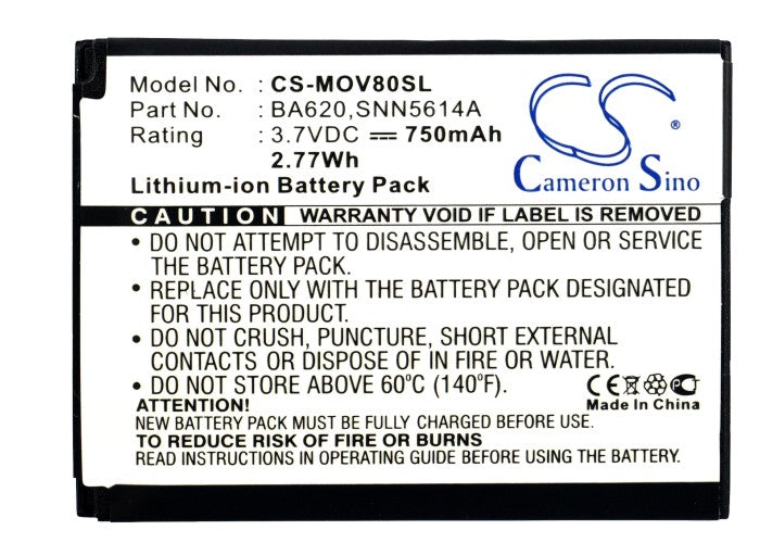 Li-ion Battery fits Motorola, A668, R880, V80 3.7V, 750mAh Communications Cameron Sino Technology Limited (Suspended)