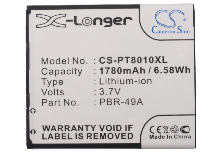 Li-ion Battery fits Pantech, Flex, P8010 3.7V, 1780mAh Communications Cameron Sino Technology Limited