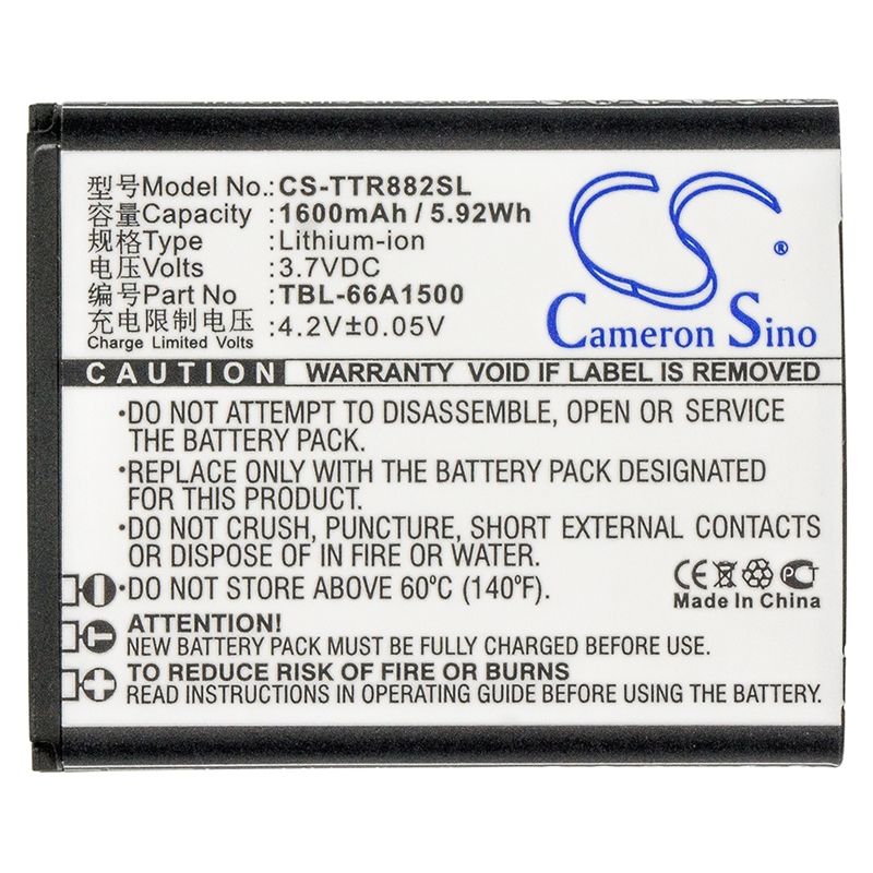 Li-ion Battery fits Tp-link, Tl-t882, Tp-link 3.7V, 1600mAh Hotspot Cameron Sino Technology Limited