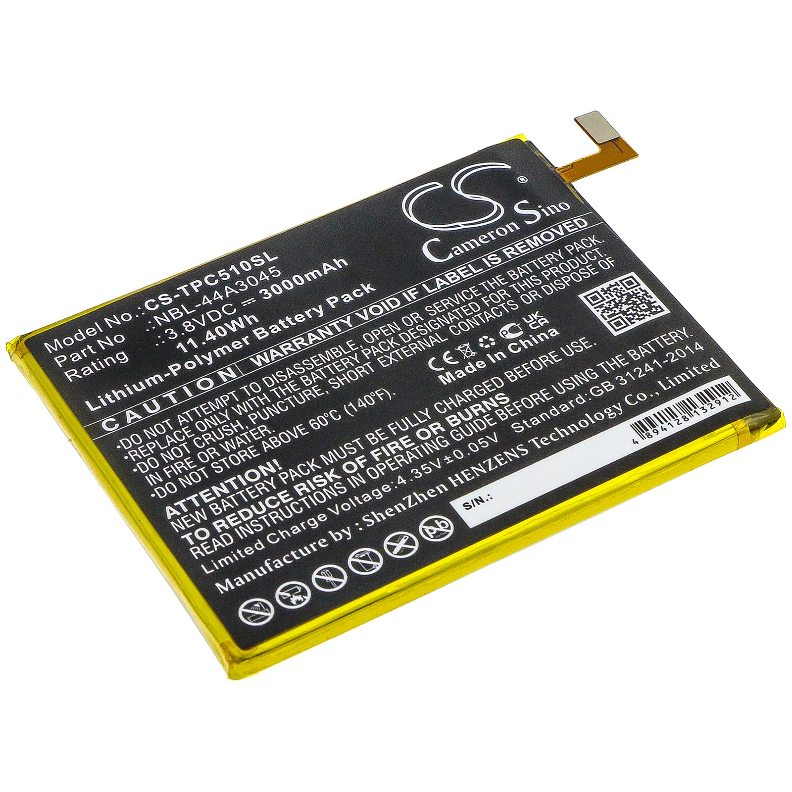Li-ion Battery fits Tp-link, C5 Max, Neffos C5 Max, Neffos C5 Max Lte Dual Sim 3.8V, 3000mAh Communications Cameron Sino Technology Limited