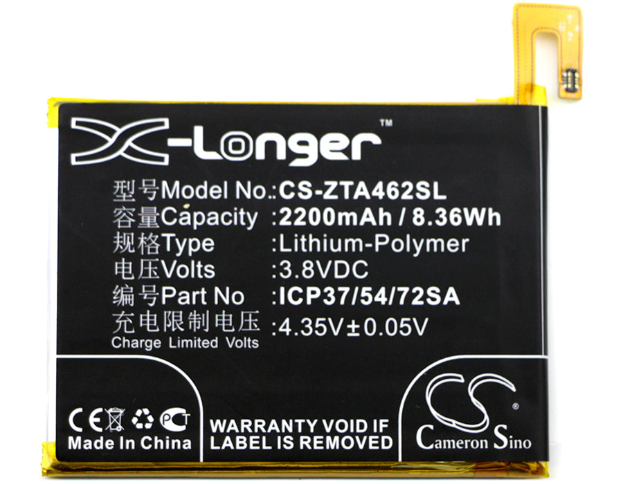 Li-ion Battery fits Zte, Blade A310, Blade A462 3.8V, 2200mAh Communications Cameron Sino Technology Limited