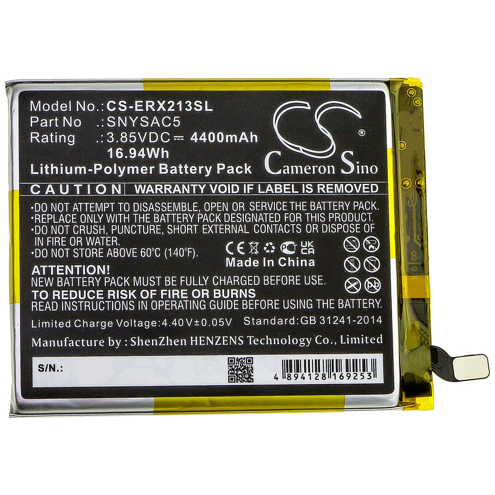 Li-Polymer Battery fits Sony, A102so, Pdx-213, So-52b 3.85V, 4400mAh Mobile & SmartPhone Cameron Sino Technology Limited