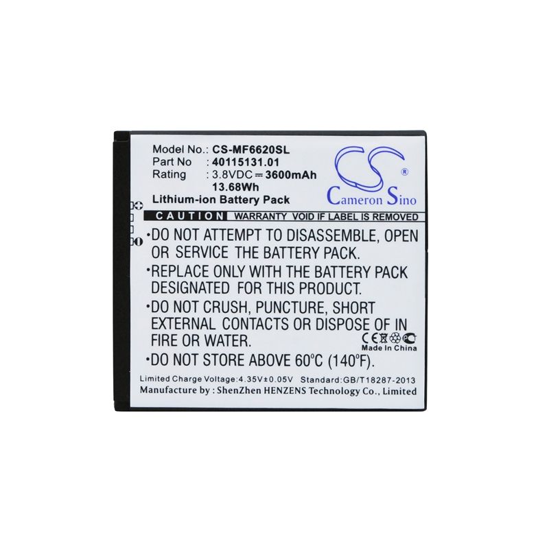 Li-ion Battery Fits Novatel Wireless, Jetpack Mifi 6620l, Mifi 6620l, Mifi 6630 3.8v, 3600mah Hotspot Cameron Sino Technology Limited