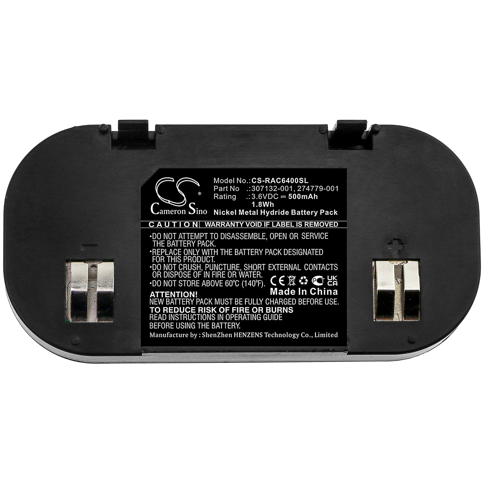 Ni-MH Battery fits Hp, 201201-001, 201201-371, 201201-aa1 3.6V, 500mAh RAID Controller Cameron Sino Technology Limited