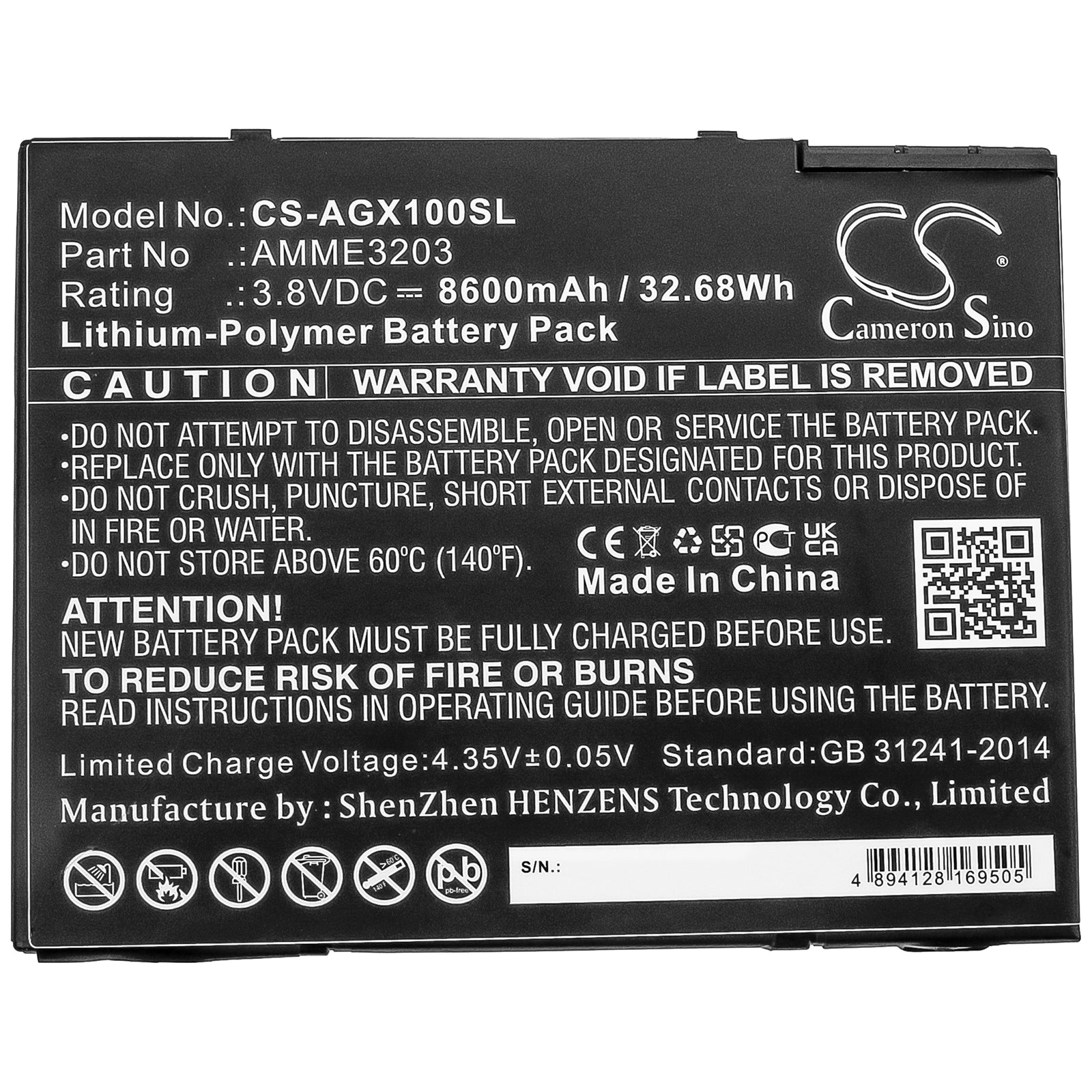 Li-Polymer Battery fits Aegex, 10 Intrinsically Safe Tablet, 10 Tablets 3.8V, 8600mAh Computer Cameron Sino Technology Limited (Suspended)