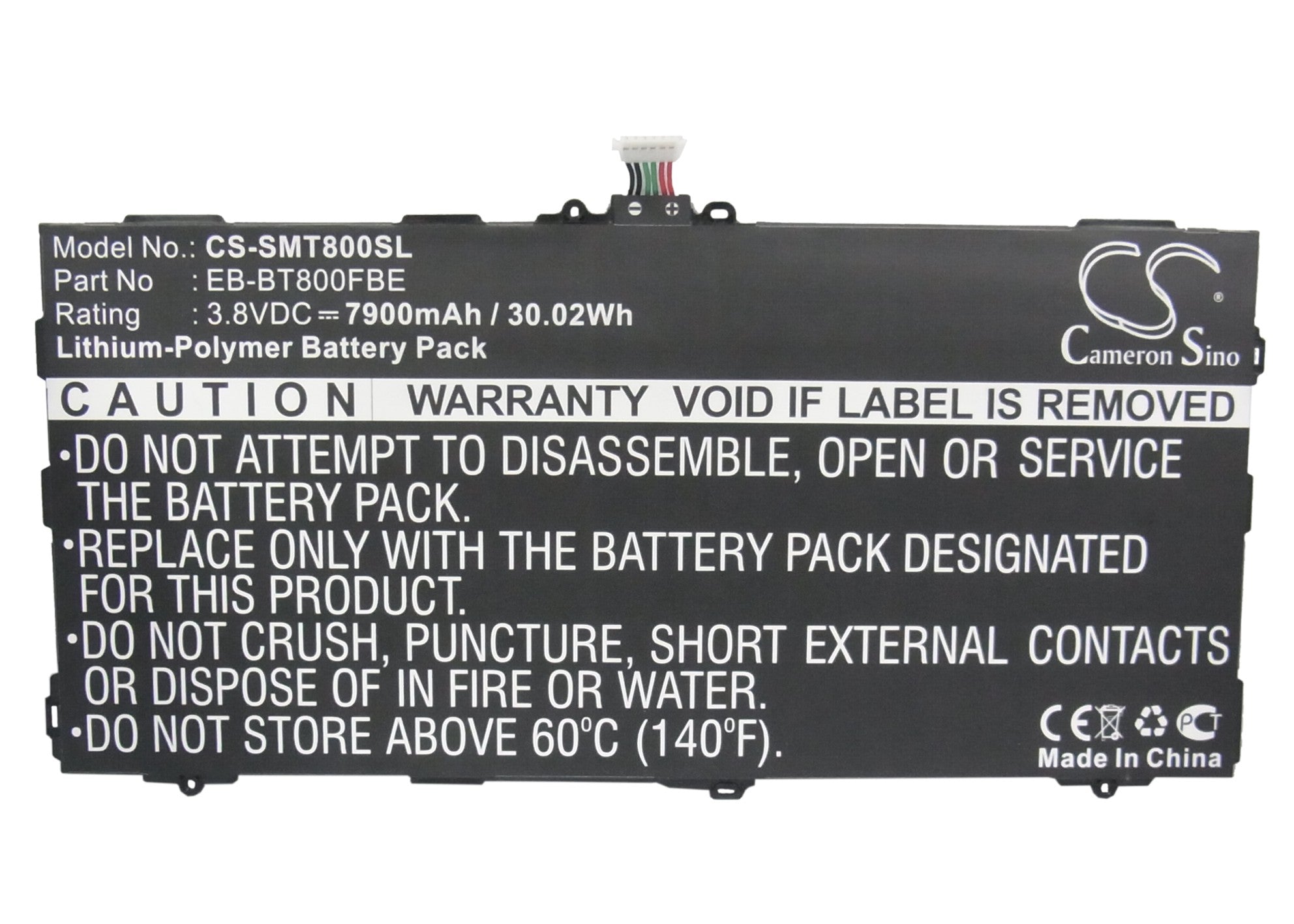 Li-Polymer Battery fits Samsung, Chagall, Galaxy Tab S 10.5, Galaxy Tab S 10.5 Lte 3.8V, 7900mAh Tablet Cameron Sino Technology Limited