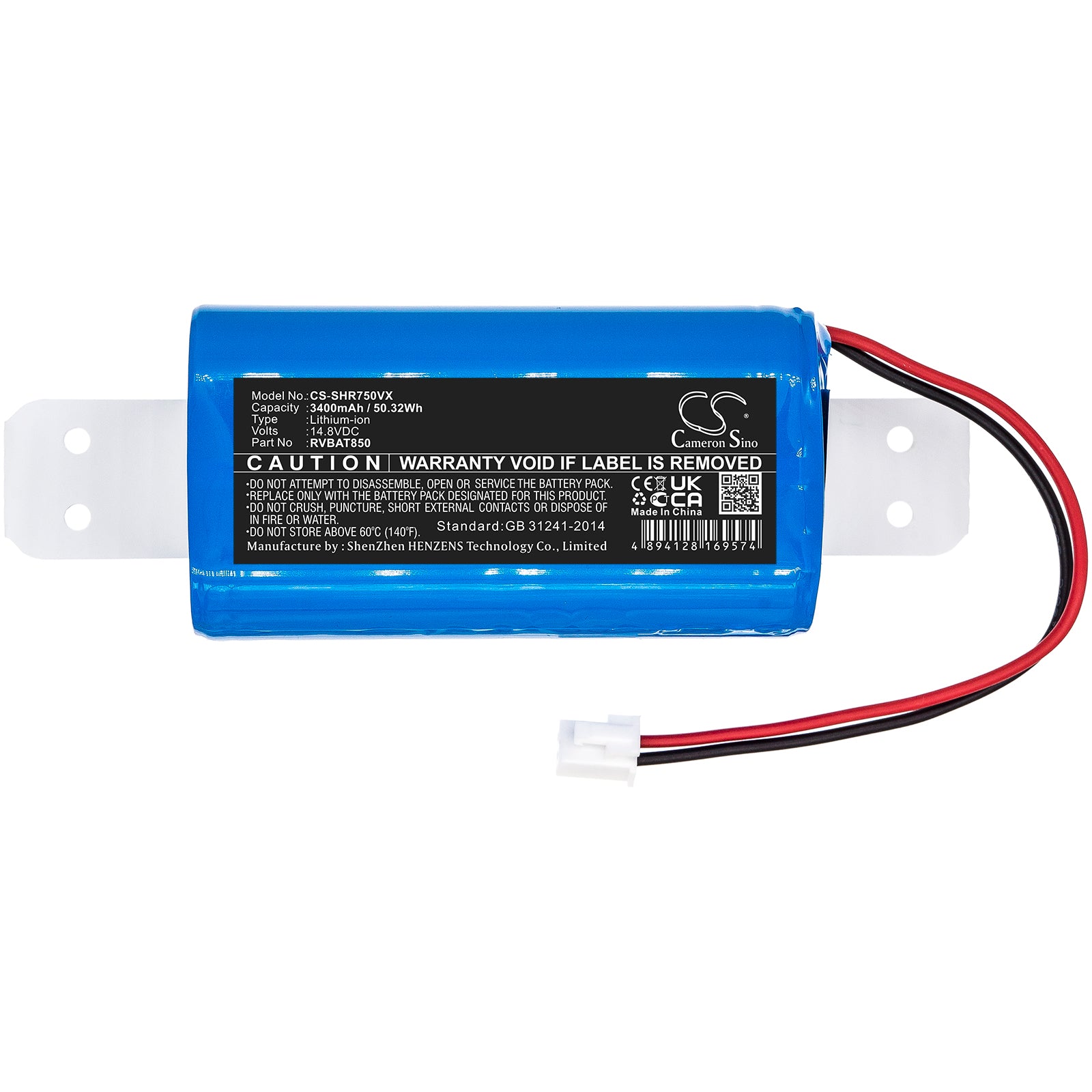 Li-ion Battery fits Shark, Ion Robot Vacuum Cleaning Syst, Ion Robot Vacuum Cleaning Syst 14.8V, 3400mAh Vacuum Cameron Sino Technology Limited