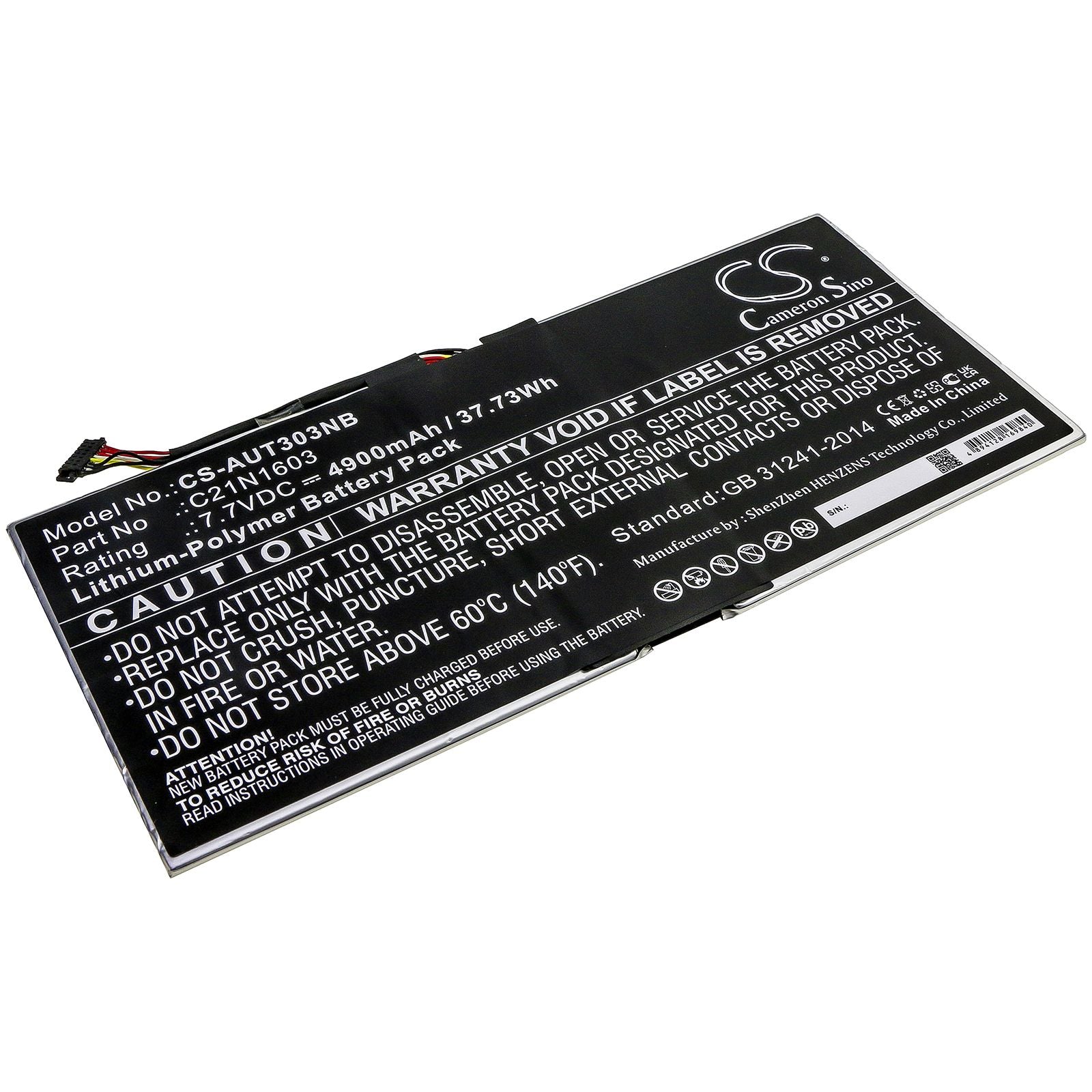 Li-Polymer Battery fits Asus, B9440ua, B9440ua-xs51, T302 7.7V, 4900mAh Notebook & Laptop Cameron Sino Technology Limited
