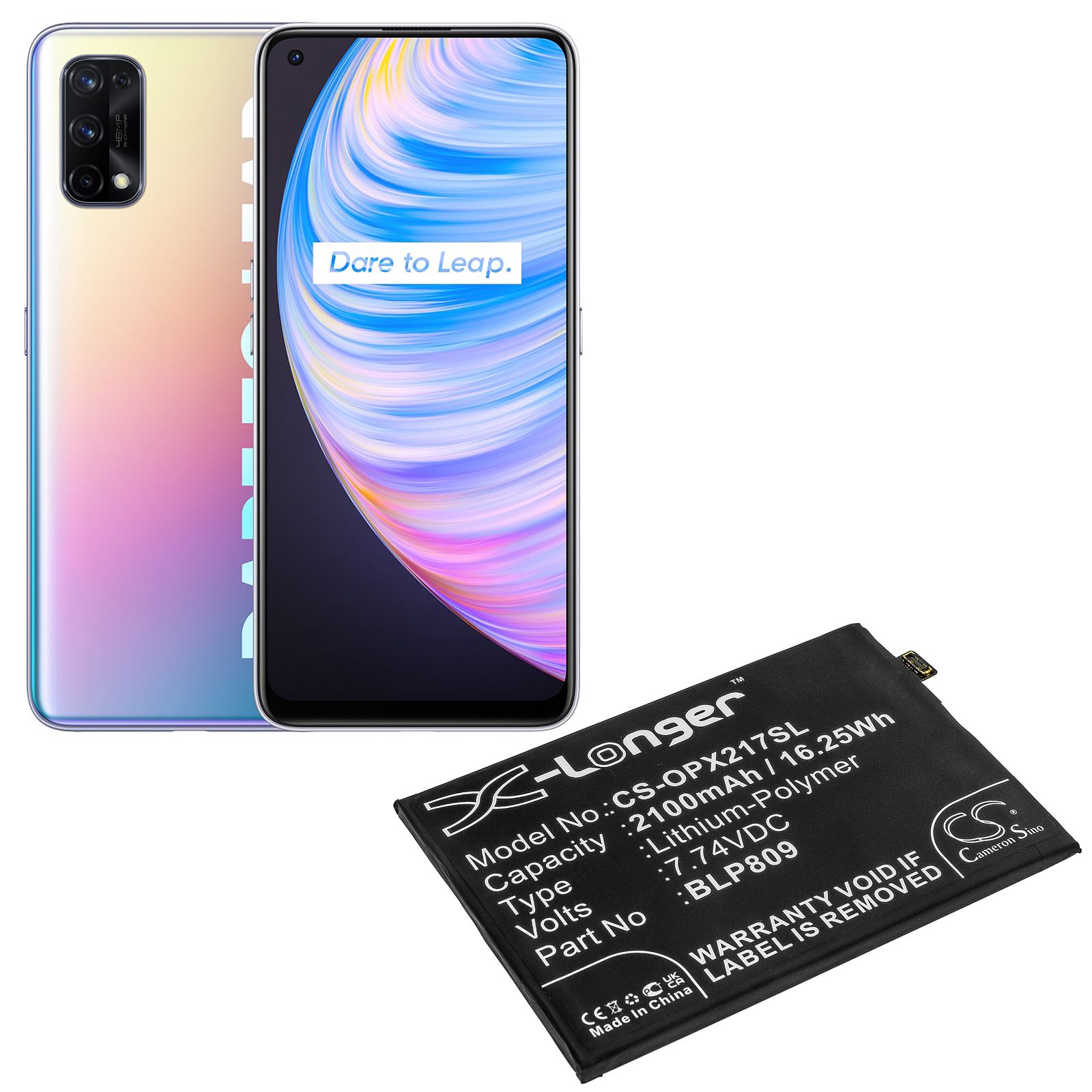 Li-ion Battery fits Oppo, Realme Q2 Pro, Rmx2173 7.74V, 2100mAh Mobile & SmartPhone Cameron Sino Technology Limited