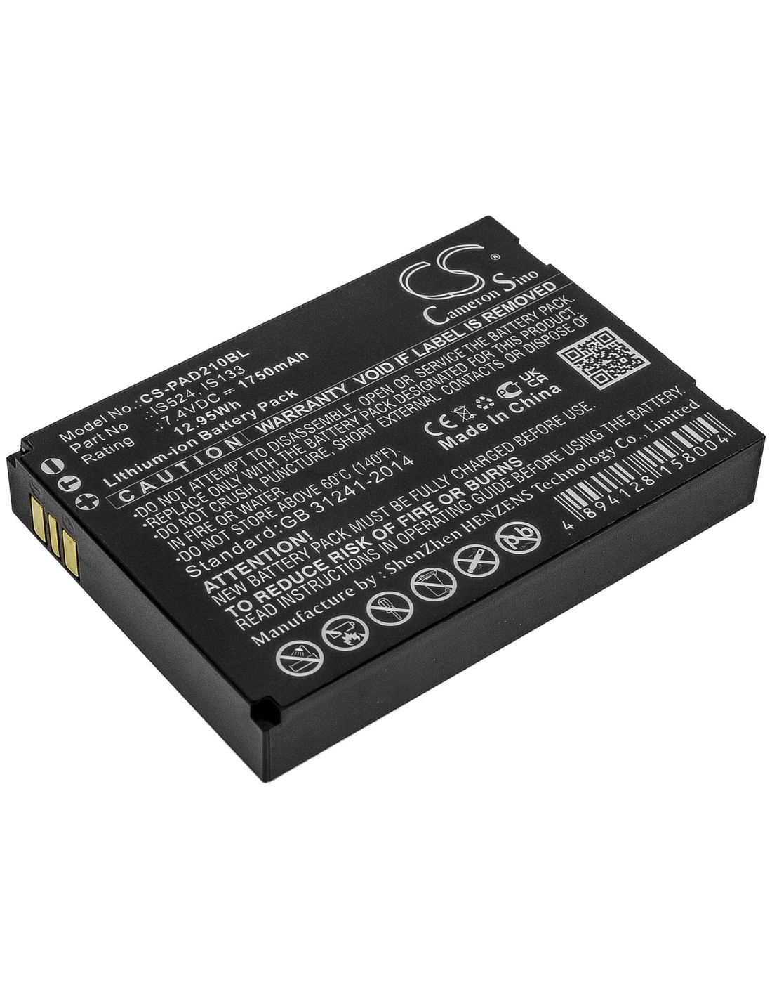 Li-ion Battery fits Pax, Is133, Is524 7.4V, 1950mAh Payment Terminal Cameron Sino Technology Limited