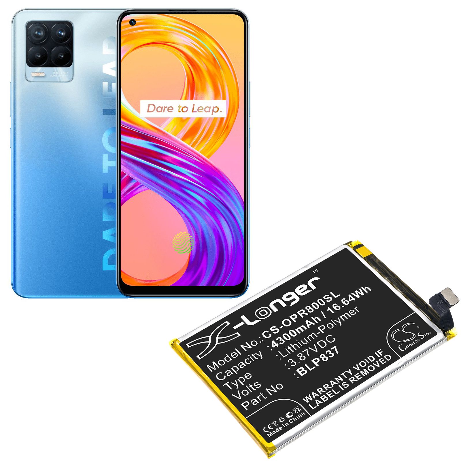 Li-ion Battery fits Oppo, Realme 8 Pro 3.87V, 4300mAh Mobile & SmartPhone Cameron Sino Technology Limited