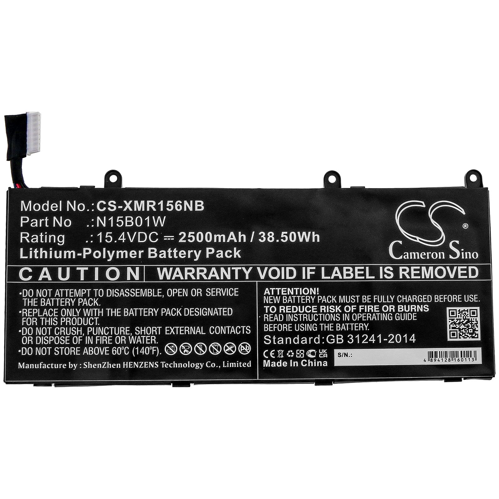 Li-ion Battery fits Xiaomi, N15b01w 15.4V, 2500mAh Notebook & Laptop Cameron Sino Technology Limited