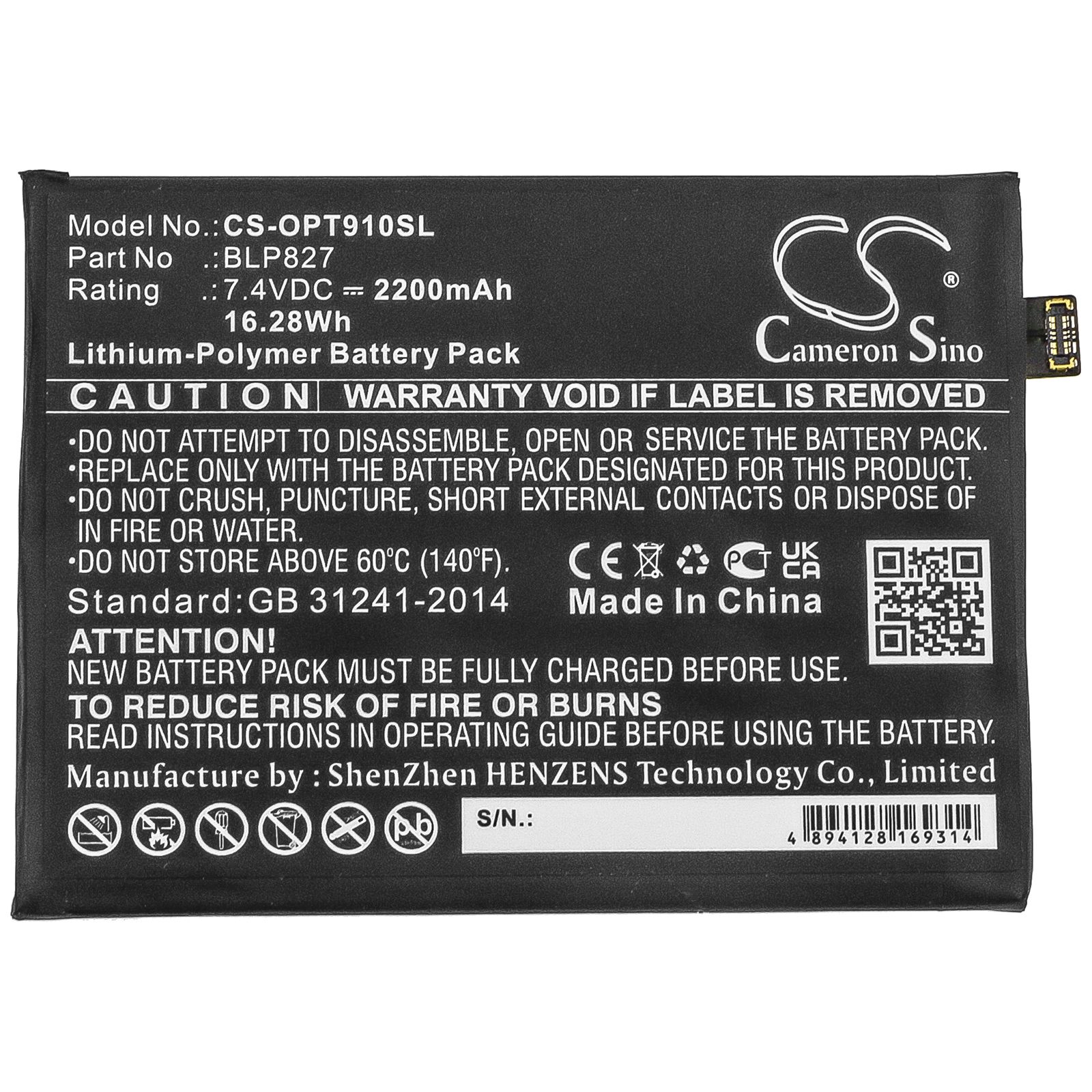 Li-ion Battery fits Oneplus, 9 Pro 5g, Le2120, Le2121 7.4V, 2200mAh Mobile & SmartPhone Cameron Sino Technology Limited