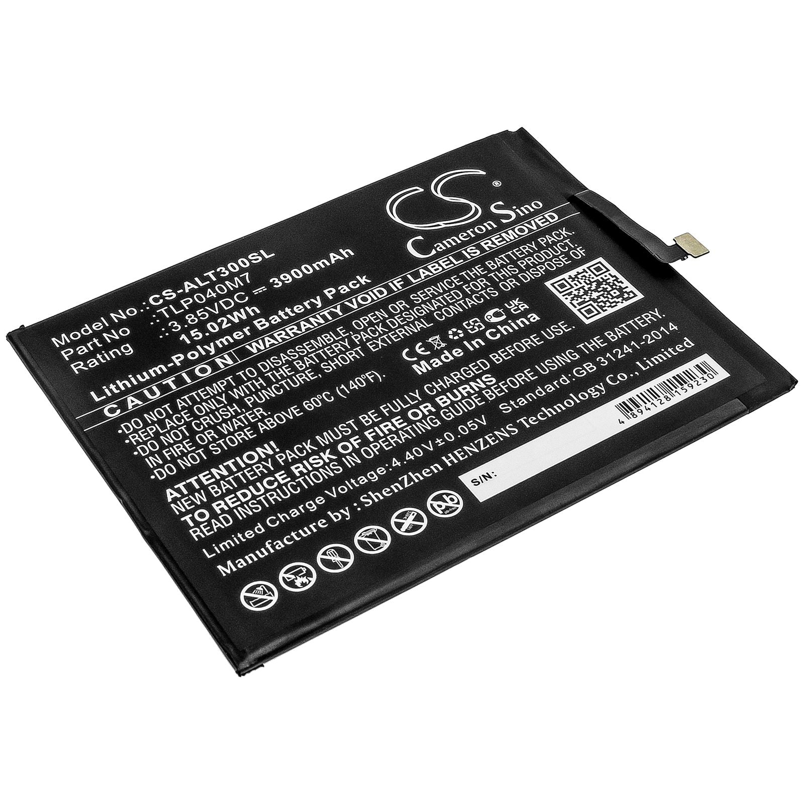 Li-Polymer Battery fits Alcatel, Tlp040m7 3.85V, 3900mAh Tablet Cameron Sino Technology Limited