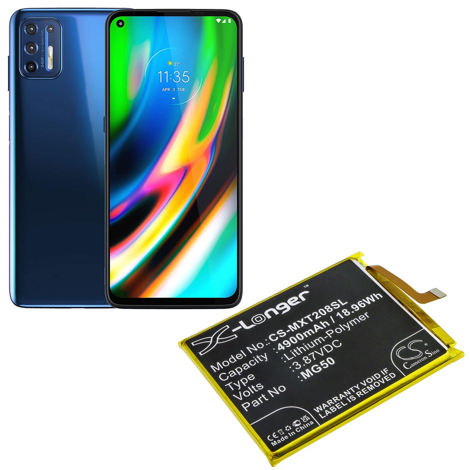 Li-Polymer Battery fits Motorola, Mg50 3.85V, 4900mAh Mobile & SmartPhone Cameron Sino Technology Limited