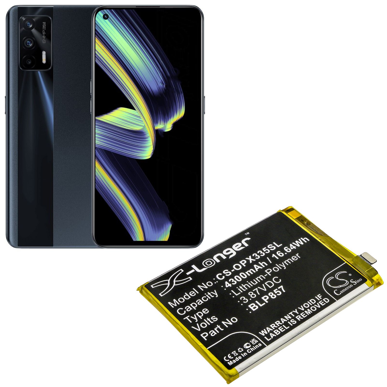 Li-ion Battery fits Oppo, Realme Gt Neo, Realme Gt Neo 5g 2021, Realme Gt Neo Flash 5g 2021 3.87V, 4300mAh Mobile & SmartPhone Cameron Sino Technology Limited