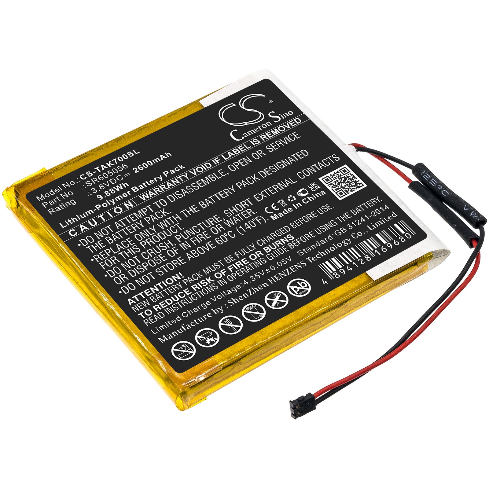 Li-Polymer Battery fits Astell&kern, Ak70 3.8V, 2600mAh Media Player Cameron Sino Technology Limited