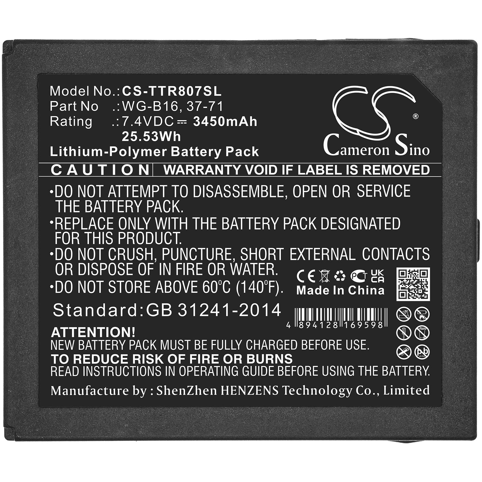 Li-Polymer Battery fits Triplett, Camview Ip Pro, Tri-8070, Tri-8071 7.4V, 3450mAh Equipment & Survey & Test Cameron Sino Technology Limited
