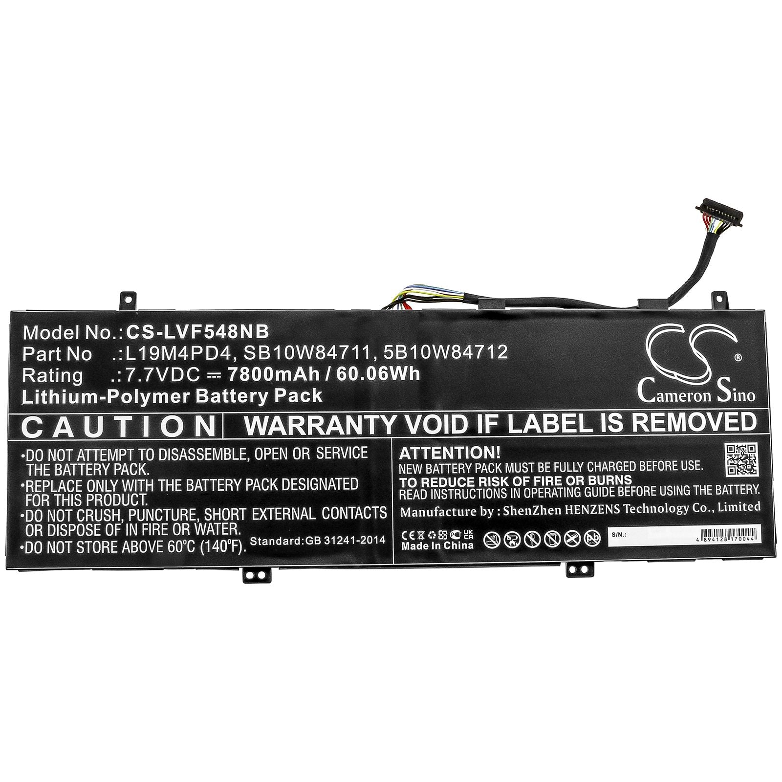 Li-ion Battery fits Lenovo, Flex 5g, Flex 5g-14q8cx05(81xe/82ak) 7.7V, 7800mAh Notebook & Laptop Cameron Sino Technology Limited