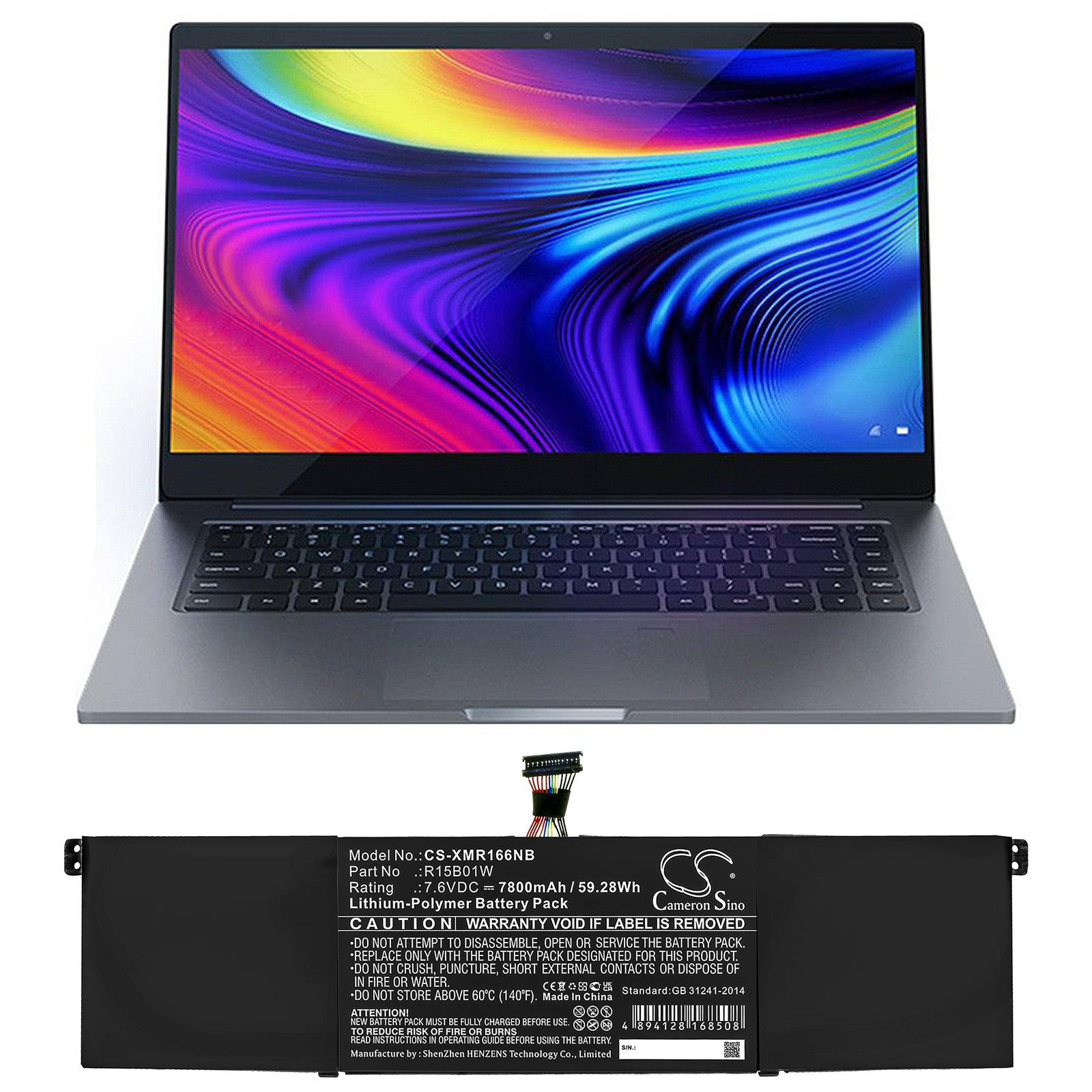 Li-ion Battery fits Xiaomi, Inchpro 15.6, Mi Pro 15.6 7.6V, 7800mAh Notebook & Laptop Cameron Sino Technology Limited