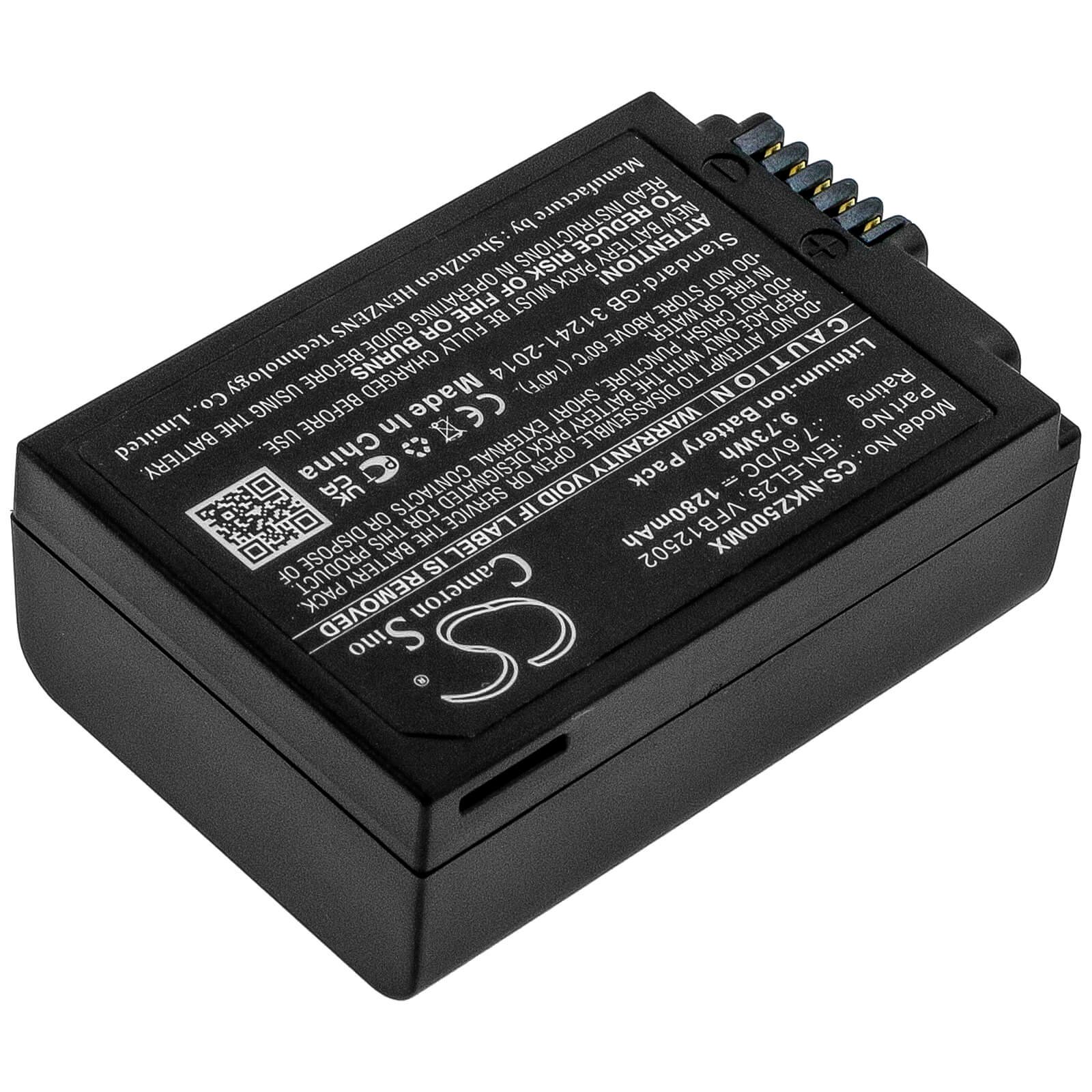 Li-ion Battery fits Nikon, Z50, Z50 Zfc 7.6V, 1280mAh Camera Cameron Sino Technology Limited