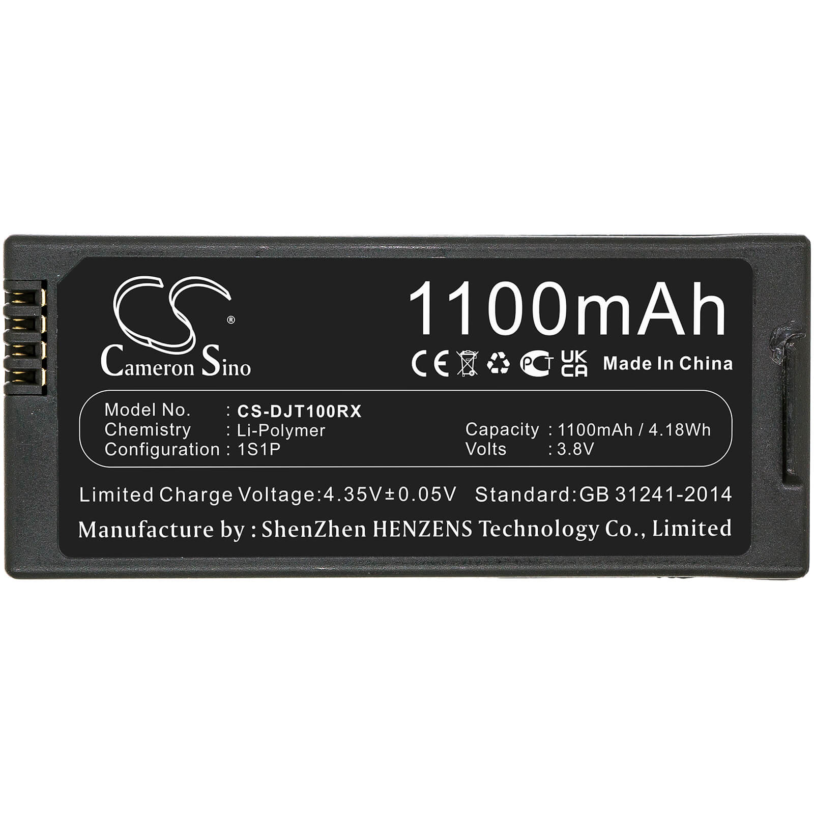 Li-Polymer Battery fits Dji, Tello 3.8V, 1100mAh Drones Cameron Sino Technology Limited
