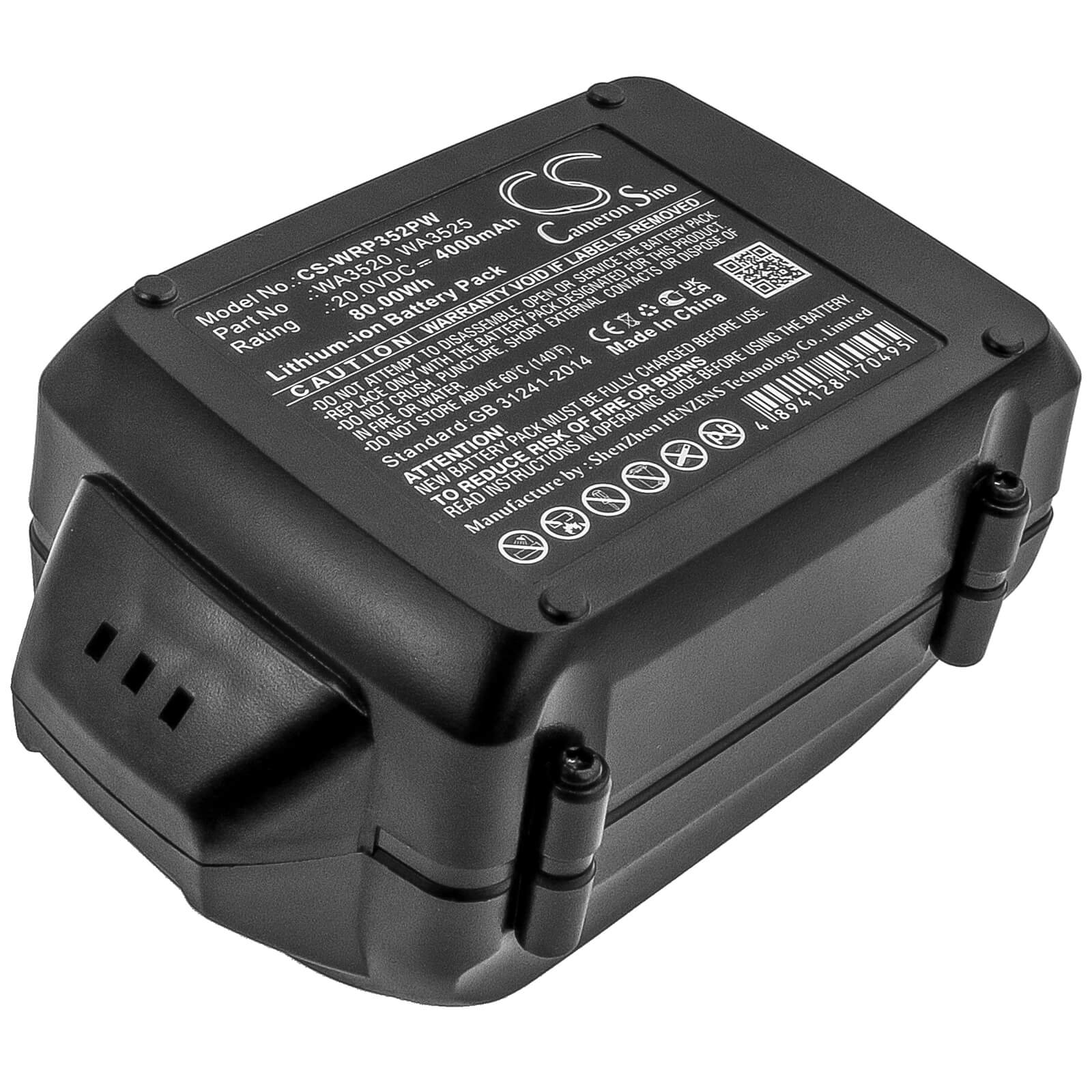 Li-ion Battery fits Worx, 20v Powershare, Wg151, Wg151.5 20.0V, 4000mAh Power Tools Cameron Sino Technology Limited