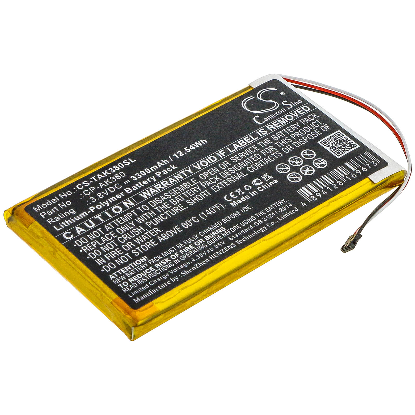 Li-Polymer Battery fits Astell&kern, Ak300, Ak380 3.7V, 3300mAh Media Player Cameron Sino Technology Limited