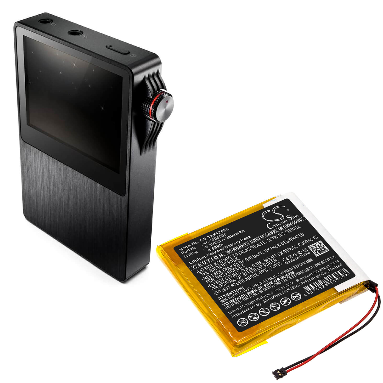 Li-Polymer Battery fits Astell&kern, Ak120 3.8V, 2600mAh Media Player Cameron Sino Technology Limited