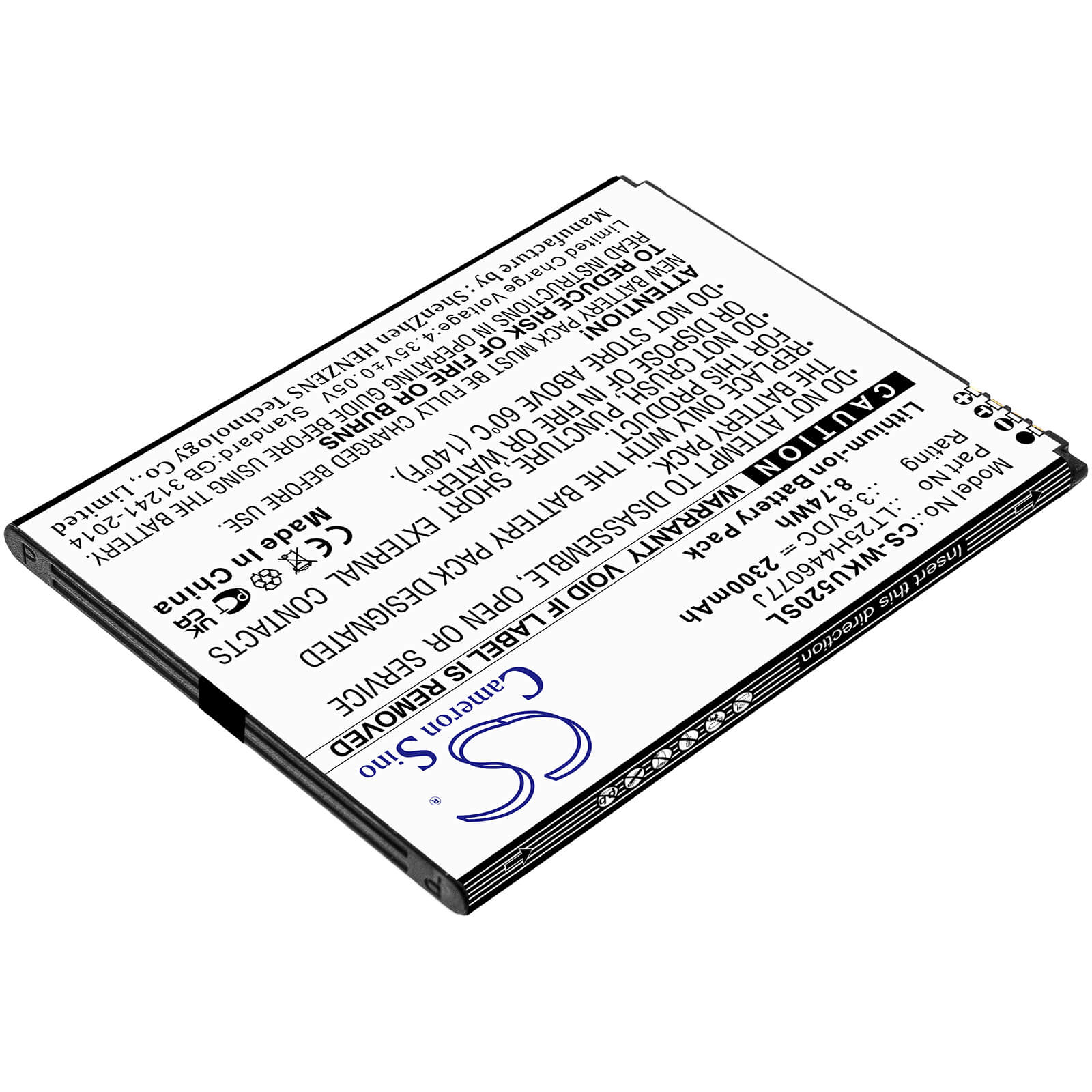 Li-ion Battery fits Wiko, Ride 2, U520as 3.8V, 2300mAh Mobile & SmartPhone Cameron Sino Technology Limited