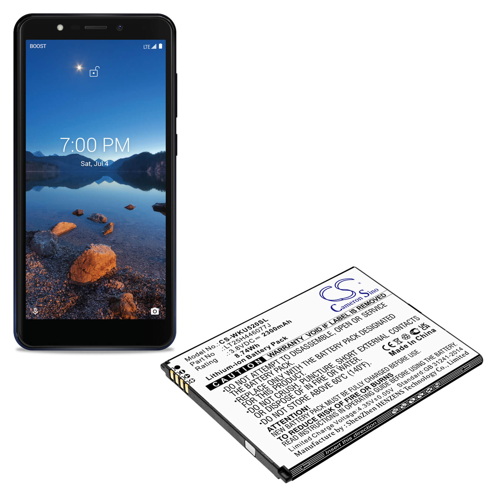 Li-ion Battery fits Wiko, Ride 2, U520as 3.8V, 2300mAh Mobile & SmartPhone Cameron Sino Technology Limited