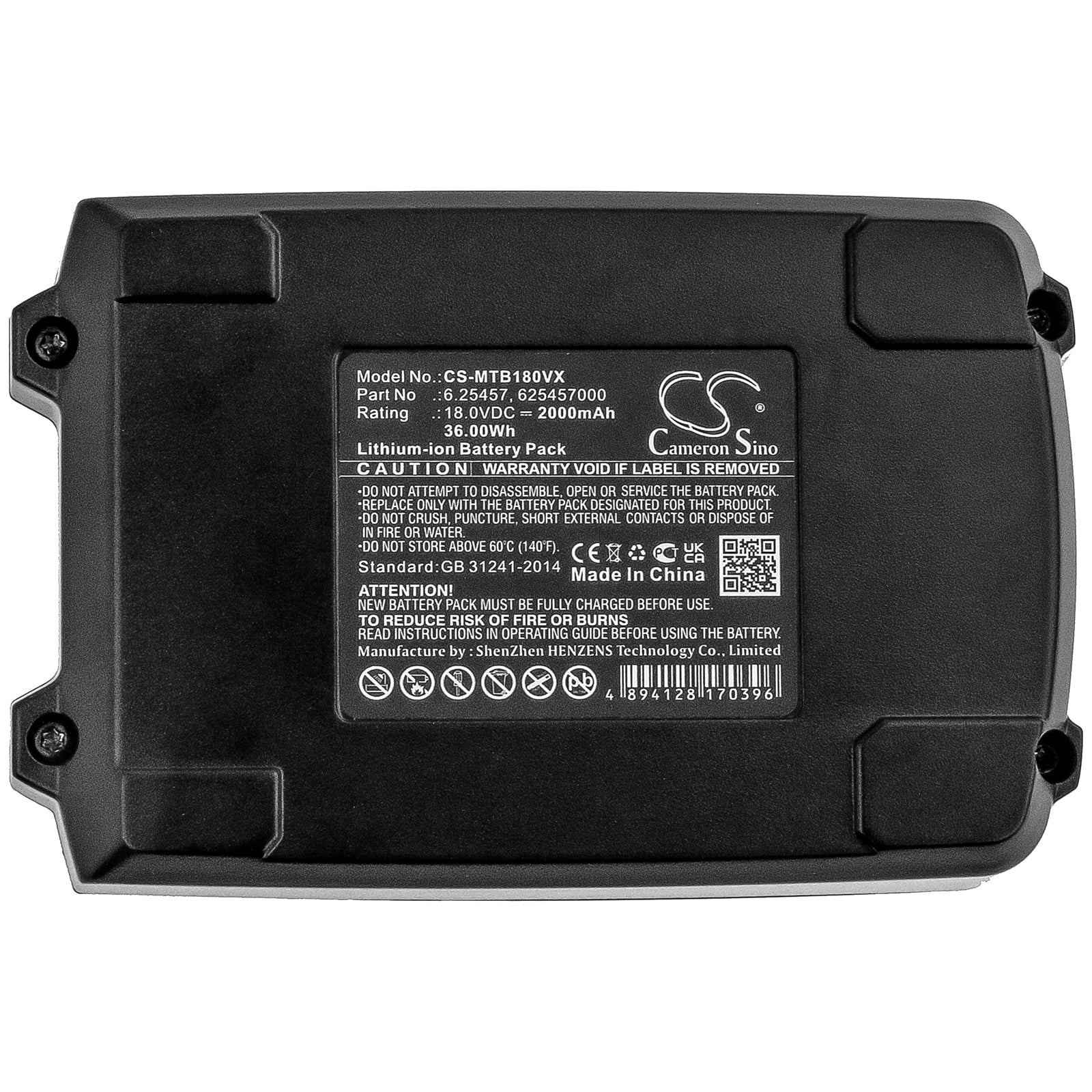Li-ion Battery fits Metabo, 160-5 18 Ltx Bl Of, Ag 18, Ag 18 602242850 18.0V, 2000mAh Home Electronics Cameron Sino Technology Limited