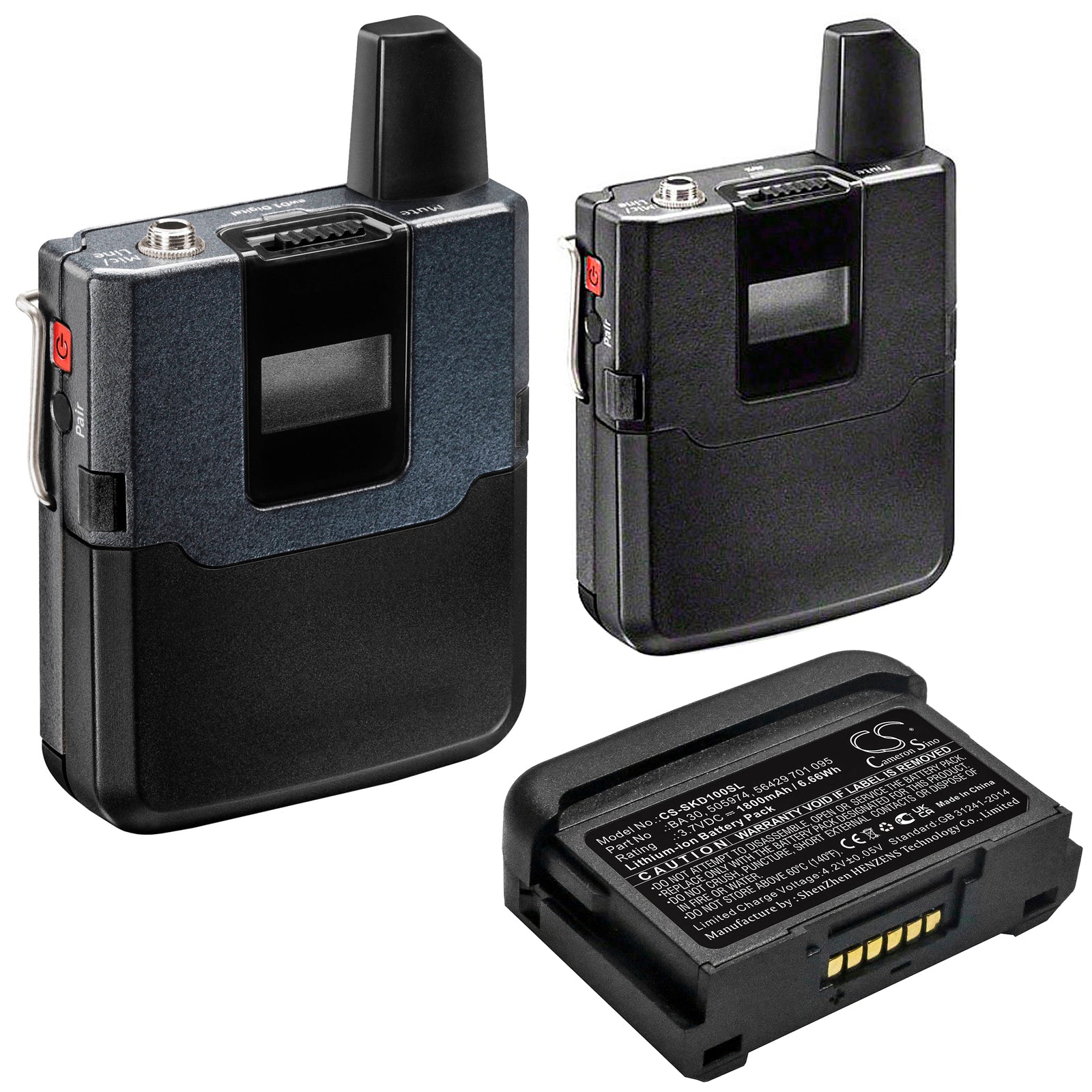 Li-Polymer Battery fits Sennheiser, Avx Bodypack Transmitter, Avx Sk Bodypack Transmitters 3.7V, 1800mAh Stage Monitor System Cameron Sino Technology Limited