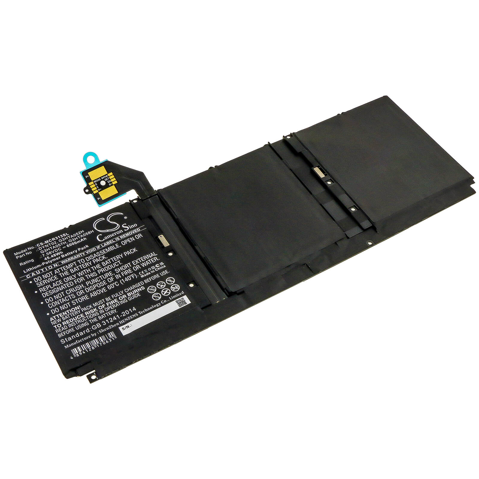 Li-Polymer Battery fits Microsoft, Surface Book 3 13 Core I5-1035, Surface Book 3 15 7.58V, 6000mAh Tablet Cameron Sino Technology Limited