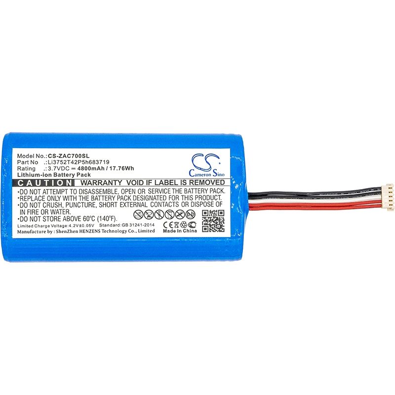 Li-ion Battery fits Zte, Ac70, Zte 3.7V, 4800mAh Hotspot Cameron Sino Technology Limited