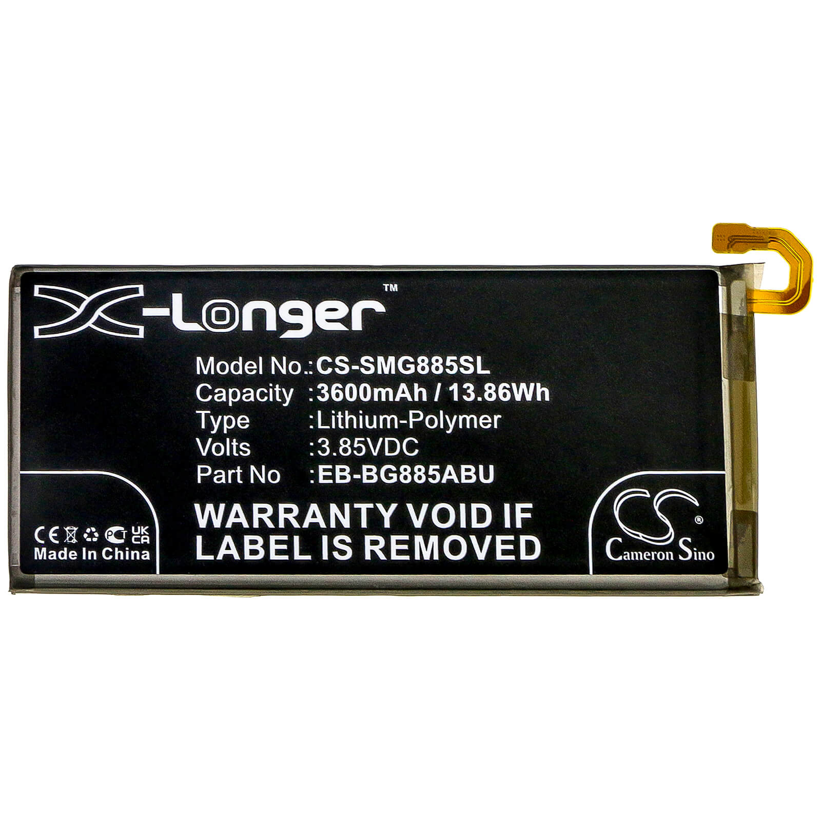 Li-Polymer Battery fits Samsung, Galaxy A8 Star, Galaxy A9 Star 3.85V, 3600mAh Mobile & SmartPhone Cameron Sino Technology Limited